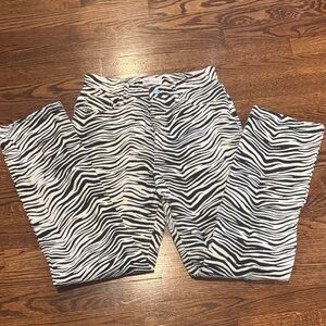 Zara 100% Cotton Straight Leg Jeans Zebra Print Size 8